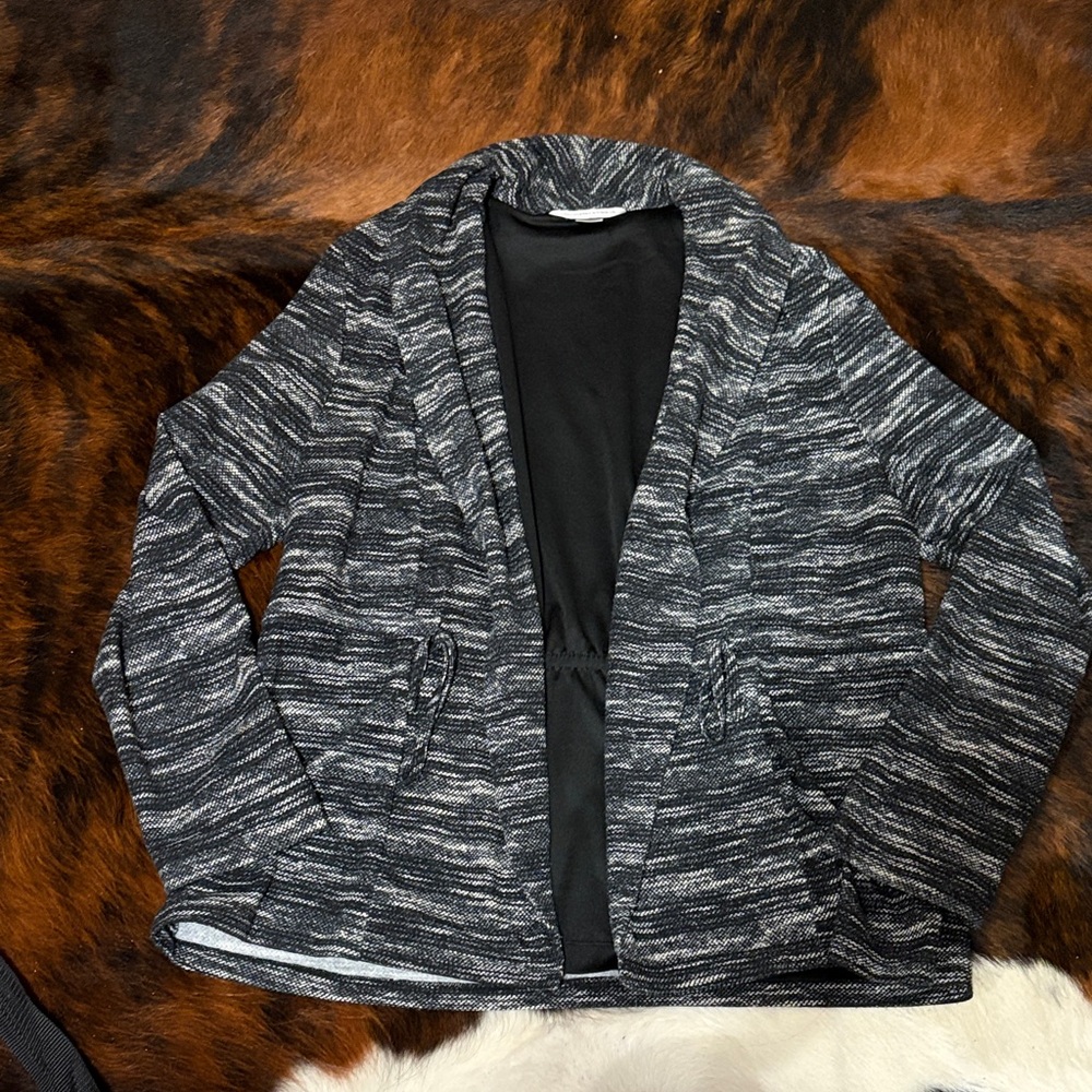 Christopher & Banks Black and Gray Knit Cardigan/ Blazer size L